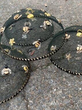 Vintage Set of 4 Picnic Mesh Food Cover Bees Ladybugs
